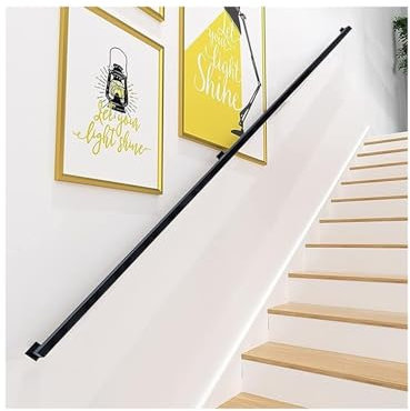 Pasamanos Antideslizante de Hierro Negro para escaleras, pasamanos de Seguridad Resistentes, pasamanos de Hierro Industrial de Montaje en Pared para escaleras Interiores, terrazas Exteriores, lofts y