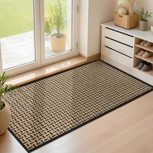 LEKEEPGO Fussmatte Innen 60x120cm, rutschfest Fußmatten, Waschbar Schmutzfangmatte Innen, Dünn Eingangsteppich, Türmatte Saugstarke Fußabtreter, Teppich für Eingang, Haustür, Außen, Schwarz