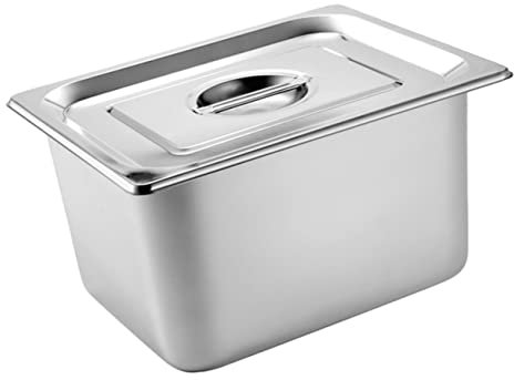 Vassoio Buffet Rettangolare Argento con Coperchio, in Acciaio Inox