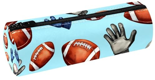 VAPOKF American Footballs Helmets Gloves Leather Barrel Pen Pencil Case Coin Purse Cosmetic Makeup Bag for Student Stationery School Office Storage