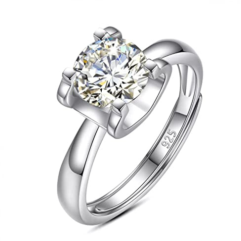 7mm 1.2CTW runda klippta Moissanitringar för kvinna 925 Sterling Silver Ring Bröllopsengagemangsmycken