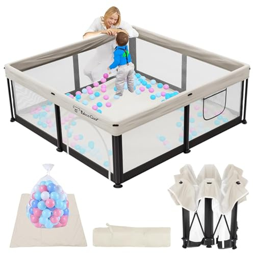 Laufstall Baby mit Matratze, 127 * 127 Laufgitter baby Faltbar, Indoor&Outdoor Laufgitter, Laufstall Faltbar mit 50 Ozeanbällen