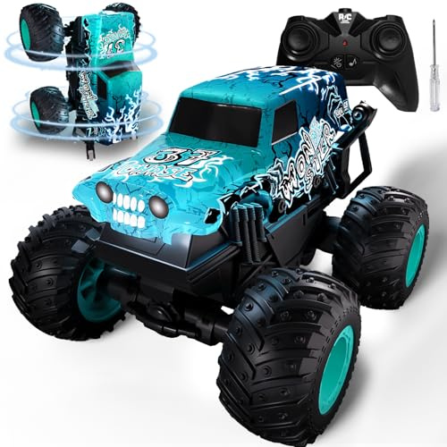 Halloween monstertruck med fjärrkontroll, 1/20 monstertruck med upprätt gång och 360° rotation, 20 km/h, fjärrstyrd bil med LED-ljus och musik, halloween-leksaker, presenter