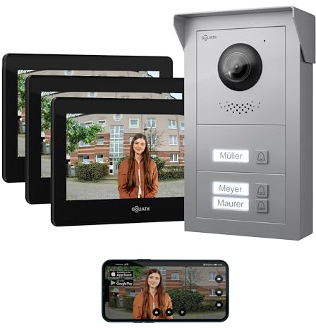 GOLIATH Basic Line Türklingel & Türsprechanlage mit Kamera für [MEHRFAMILIENHAUS] mit Smartphone App - Klingel mit Kamera & Monitor - Doorbell Camera - Video Sprech - & Gegensprechanlage mit Türöffner