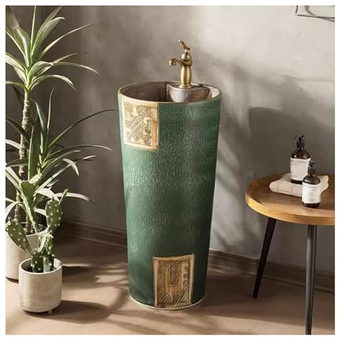 Lavandino A Colonna Per Bagno, Lavabo Con Piedistallo Alto 32 Con Rubinetto Per Bagno Di Casa, Facile Da Montare(Set 3)