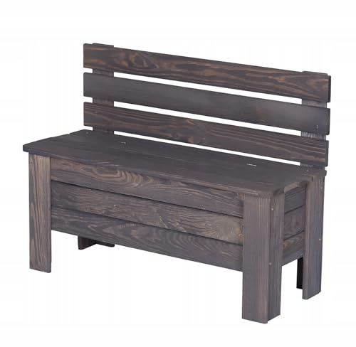 STOLMAK Gartenbox 71x54x29 cm Grau Kiefernholz Massiv Auflagenbox Kissenbox Gartentruhe Holztruhe Aufbewahrungsbox Truhe Kiste Gartenmöbel 111 l