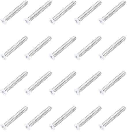 QUARKZMAN 20 Stück M5 X 35mm Senkkopf Maschinenschrauben 304 Edelstahl Weiß | Vollgewinde Kreuzschlitz Schrauben, Für Möbelverbindung Elektrogeräte