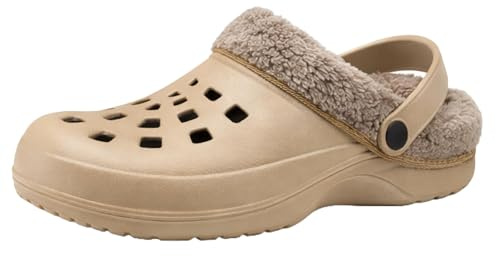 AB Hats and Accessories Womens Fur Lined Clogs Slip On House Shoes Comfort Cosy Soft Mules Slippers (Cappuccino, UK Footwear Size System, Adult, Women, Numeric, Medium, 5)