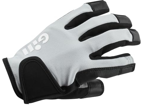 Gill Damen-Segelhandschuhe, Langfinger, LSF 50+, wasserabweisend, Flexible Dura-Grip-Handfläche, Hellgrau, Größe XL