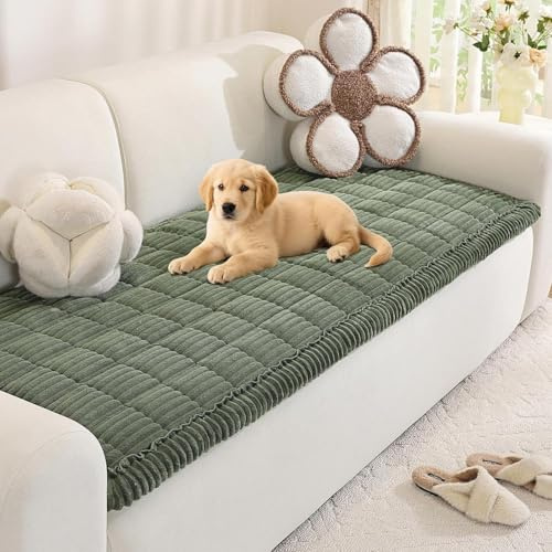 Royhom Pet Sofa Cover Washable, Soft Thick Sofa Cover 2 3 4 Seater, Couch Protector for Dogs, Settee Covers Furniture Slipcovers (Green, 70x120cm)