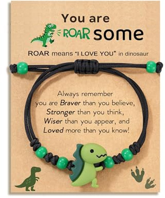 CQHK Dinosaur Armband Barnarmband Vänskapsarmband Justerbart Armband Rep med Dino Hänge Armband Barn Födelsedag Gästgåvor, Gåvor Barnfödelsedag Detaljer Fest Barn