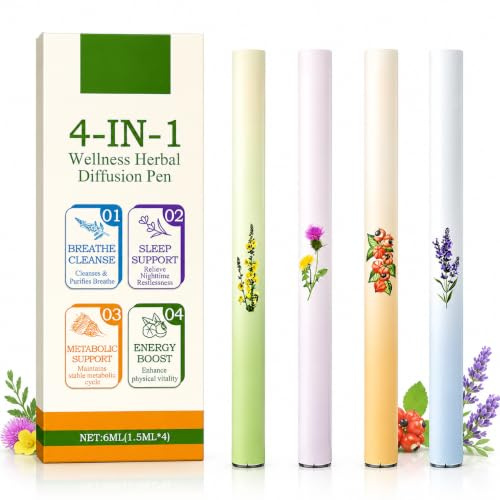 Lethra 4PCS Herbal Diffuser Pen, Dual-Action Aromatherapy Inhaler Stick for Sleep Support, Breath Freshening & Daily Wellness, Portable Vaporless Smoke-Free Natural Energy Boost, Habit Support