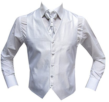 MMUGA Hochzeitwesten Set mit Plastron Berlin Weiß 60