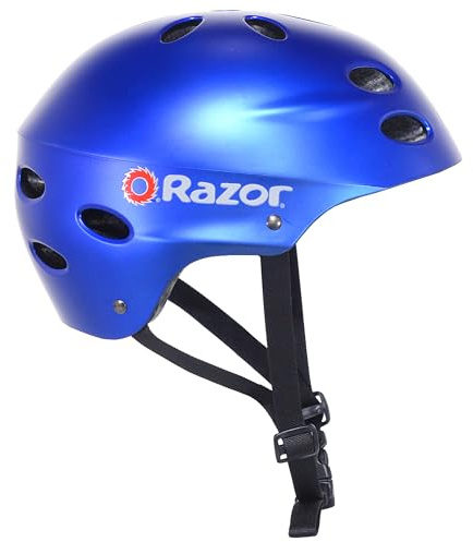 Razor V-17 Child Multi-Sport Helmet - Kids Helmet w/ Lightweight Plastic Outer Shell - Durable with Removable & Washable Inner Foam Padding - Satin Blue - Complies with CPSC Requirements