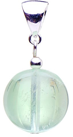 Anhänger aus Fluorit Kugel grün & 925 Silber, Ã˜16mm, glatt, Halsschmuck, Damen