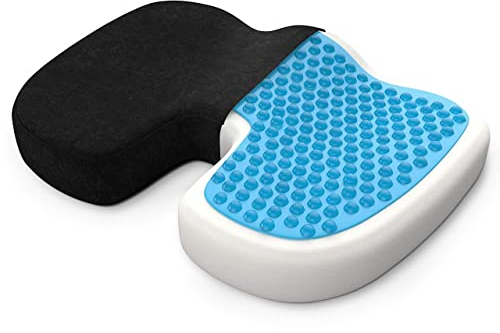 bonmedico Sitzkissen orthopädisch - Memory Foam Gel Steißbeinkissen - Ergonomisches Sitzkissen für Auto & Bürostuhl, Rollstuhlkissen - Wellness Schwarz Velours (Groß)