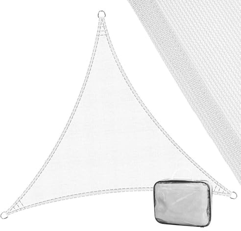 LOLAhome Toldo Vela de Sombra 3, 5x3, 5x3, 5 m Triangular Blanco | Fibras Alta resistencia 200gr y m2 HDPE, Protección UV, Transpirable. Para Exteriores Jardin, Patio, Terraza