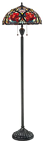Licht-Erlebnisse Stehlampe FARFALLA 8 Metall Glas Bunt Ø46cm 158cm Tiffany-Stil Design Lampe Wohnzimmer Premium Bodenleuchte