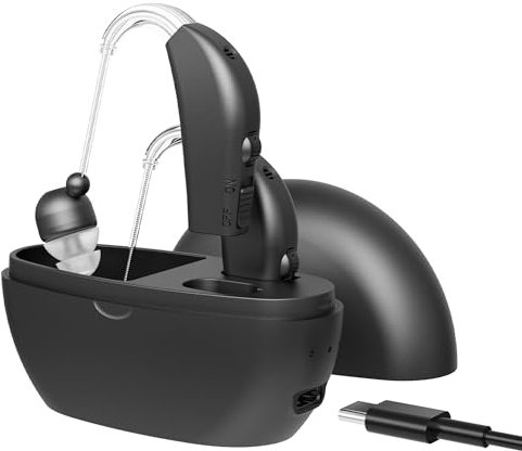 MEDca Digital Pair - Personal Device, Rechargeable All-Day Battery Life Lightweight Behind The Ear BTE, Black