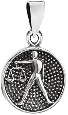 NKlaus 14,7mm Kettenanhänger Waage 925 Silber Horoskop Sternzeichen Zodiak Anhänger 3870