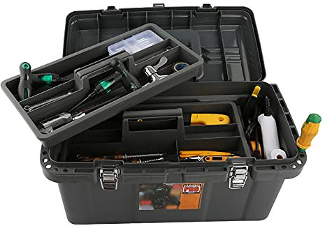 Werkzeugkästen Kunststoff-Werkzeugkasten-Hochleistungs-Hardware-Organizer-Box mit abnehmbarem Speicher-Tray-Griff-sicherer Metallverriegelung for LKW-Reparatur Werkzeugorganisator. ( Size : 23inch )