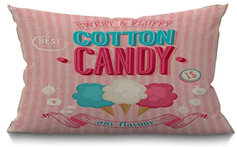 BGBDEIA Cotton candy Lumbar Cushion Cover 30X50cm 12x20 Inch Decorative Bedroom Living Room Sweet funny best in town any flavor dessert pink ice cream Rectanglar Throw Pillow Cover for Bed Sofa Couch