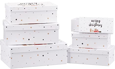 itsisa 6tlg. Geschenkboxen Set Weihnachten (Merry Christmas) - Kartonagen, Geschenkkarton, Geschenkschachtel, Geschenkbox