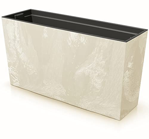 botle Jardinera con inserto para plantas, plástico, 77 x 40 cm, estructura de hormigón, tamaño grande, con 2 estabilizadores, resistente a los rayos UV, para interiores y exteriores