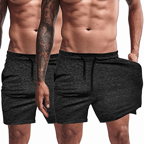 Agilelin Herr sportshorts, sportkläder, snabbtorkande löpning, lättviktiga byxor med ficka, Svart/svart, L