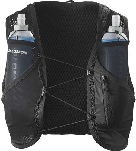 Salomon Active Skin 8 Unisex Running Hydration Vest Hiking Trail With Flasks Included, Easy Hydration, 8L Precision Fit, and Optimized Storage