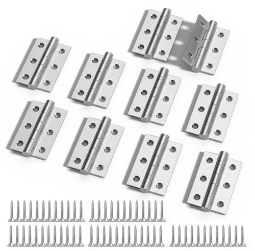 Bwintech 5 Pairs 75 x 50 x 2.0mm(3 inch) Satin Chrome Brushed Hinge for Fire Door, Steel Fire Rated Internal Door Hinges, Ball Bearing Hinge for Internal Use in Residential and Commercial Buildings