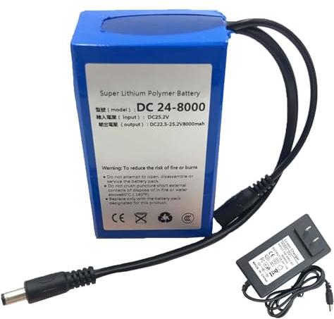 WILLQ 24 Volts Lithium-Ion Battery Pack DC 24V 8000Mah Rechargeable Lithium Polymer Battery Pack for Audio Outdoor Lighting LED Strips Electric Tools Spare Battery,24V8000mAh with charger