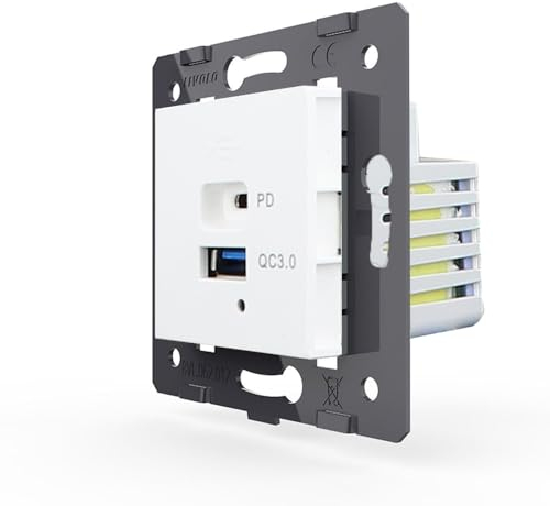 LIVOLO Steckdose USB A/C Schnellladegerät 65W für Unterputzeinbau Wand Einbaudose Wandsteckdose UP Ladestation unterstützt QC3.0 Typ USB-C USB-A Ports in Weiß VL-USB-AC-65-11