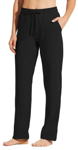 WILLIT Jogginghose Damen Baumwolle Trainingshose Lang Freizeithose Sporthose Yogahose gerades Bein Sport Lounge Sweatpants Kordelzug mit Taschen