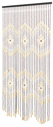 LENDISIY Cortina de perlas, cortina de bambú para puerta, 90 x 175 cm, para puerta de madera natural, 31 líneas, cortina de cuentas de madera, separador de habitaciones, cortinas decorativas para