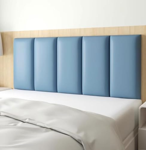 Wandkissen Kinderzimmer Selbstklebend Polster Wandpaneele, 3D Bett Kopfteil Gepolstert, Wasserdicht Verdickt,Geeignet für Schlafzimmer, Wohnzimmer, Arbeitszimmer (Color : Blau, Größe : 150cmx50cm)