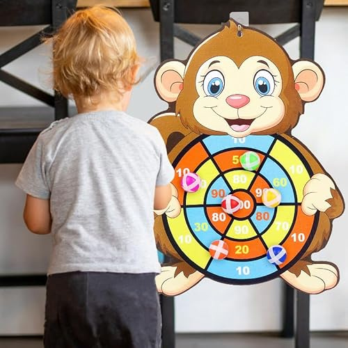 CXAFQ Kinder Klettverschluss Dartspiel, Beste Party-Dekoration für Jungen und Mädchen, Kinder-Klettverschluss-Dartscheibe für Indoor-Dartspiel, kindersicher, 3 farbige Bälle（Elefanten）