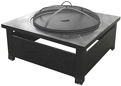 Bracieri da Esterno a Legna Tavolo da Braciere da Esterno da 32'', Camino Quadrato Multiuso, Cortile Patio Giardino Riscaldatore a Legna Esterno con Barbecue con Copertura BBQ Cottura per Il Camp
