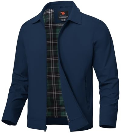 donhobo Herren Jacke Leichte Freizeit Übergangsjacke Sommer Bomberjacke Outdoor Sportjacke Full Zip Up Blousonjacke mit Innentasche, Marine, L