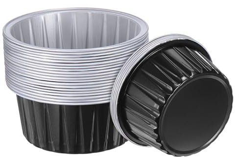 QUARKZMAN 25pz Bicchierini Cupcake Neri Pirottini Standard Cupcake 5 Once | Pirottini Cupcake Usa e Getta, Foglio Alluminio, per Dessert, Forniture Feste Compleanno, Decorazioni Matrimoni