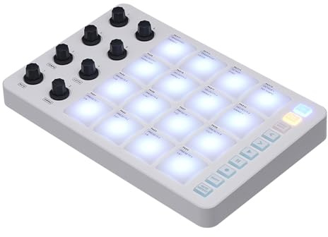 MIDI Pad Controller, SMC PAD MIDI Controller Pad mit 16 RGB Hintergrundbeleuchtung Pads für OS X, 8 zugewiesene Knöpfe, Wiederholungen von Noten und Tasten mit vol