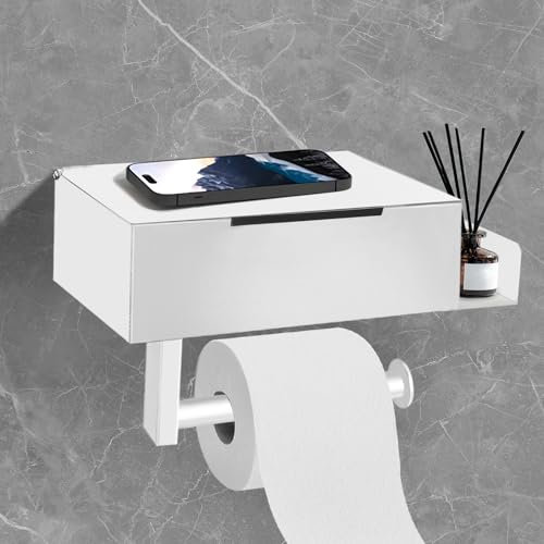 DOKKOME Toilettenpapierhalter Ohne Bohren Klopapierhalter mit Feuchttücherbox Edelstahl Klorollenhalter Rollenhalter für Badezimmer Toilet Paper Holder toilettenhalter Weiß