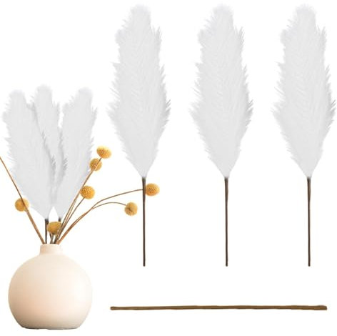 Fukamou Getrocknetes Pampasgras,Boho Pampasgras, Künstliche Getrocknete Pflanzen Dekor-110 Cm/43 Zoll Flauschige Trockenblumen Getrockneter Schilfgrasstrauß, Rustikale Bauernhaus-Heimdekorationen Für