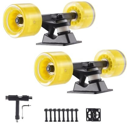 ANWEALTH Skateboard Achsen Set Skateboard Achsen und Rollen Set Flash LED Skateboard Rollen und Kugellager Set 60 mm mit Skateboard Pads Skateboard Werkzeug