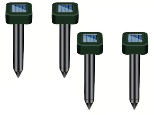 Unibos | 4PCS Mole Repellent for Lawns, Ultrasonic Mole Repellent Solar Powered, IP66 Waterproof Mole Groundhog Repellent, Sonic Mole Repeller for Yard Garden Lawns, Mole Deterrent Outdoor (4pcs)