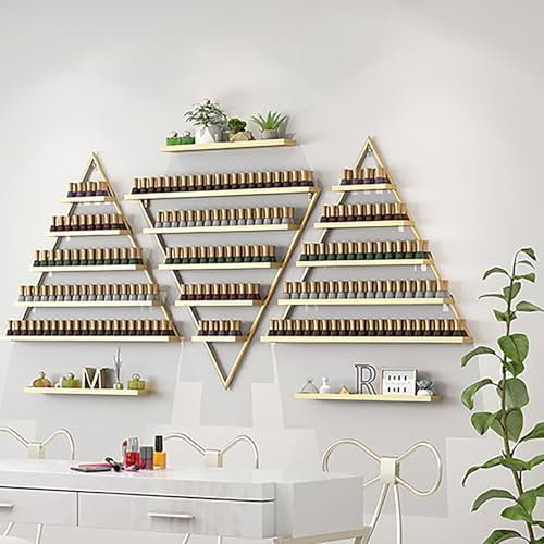3 Sätze Nagellackregal, 5 Etagen, Nagellackspeicher, dreieckige Regale, Regal Metall, Ladekapazität 50 kg, Wand montiert Nagellack Display-Ständer, für Nagelstudios, Salons, Wohnungen,