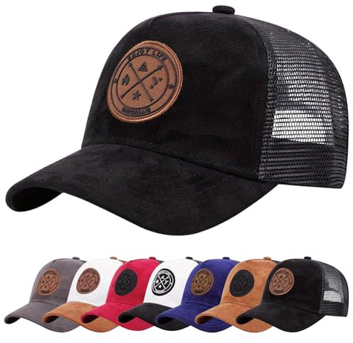 Enwokran Baseballkappe Herren Einstellbare Masche Rückseite Baseball Hut, Sommerhut Sonnenhut Sportlicher Draußen Kappen Hüte Gestickte Verstellbar Sonnenschutz Basecap (Schwarz)