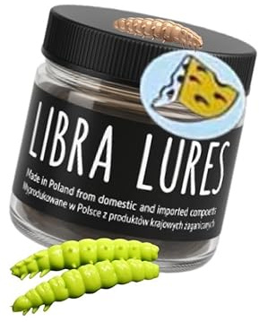 Libra Lures Larva Multi 25mm | Forellenköder Supersoft | Inhalt: 25 Stück (5x5)| Aroma: Käse | Farbe: 027 / Apple Green
