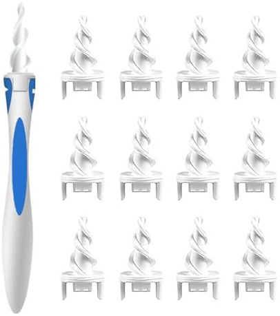 Ohrenschmalz Entferner,Q-grips Ohrenreiniger,Spirale Silikon Intelligentes Ohrenschmalz Entferner,360 Grad Spirale Silikon Ear Cleaning mit 16 Abwaschbaren Ersatzköpfen,für Erwachsene,Kinder