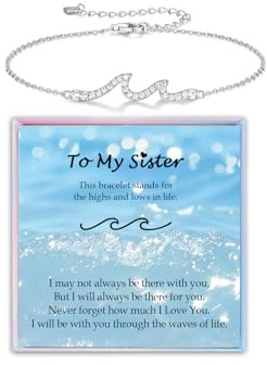 YBISNAIRE Regalo para mujeres, mejor amiga, hermana, pulsera de ondas plateadas, regalo para mujer, ideas de regalo de cumpleaños, las olas de la vida que hemos pasado juntos, pulseras para Navidad,